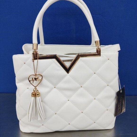 Crossi New York Handbags - BOGO White w/ gold hardware & charms Crossi New York quilted handbag